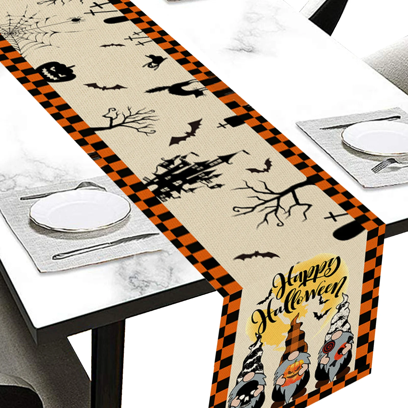 

Halloween Tablecloth Table Runner Halloween Decoration Table Runner Unique Table Cloth Linen Decorative Tabletop Horror
