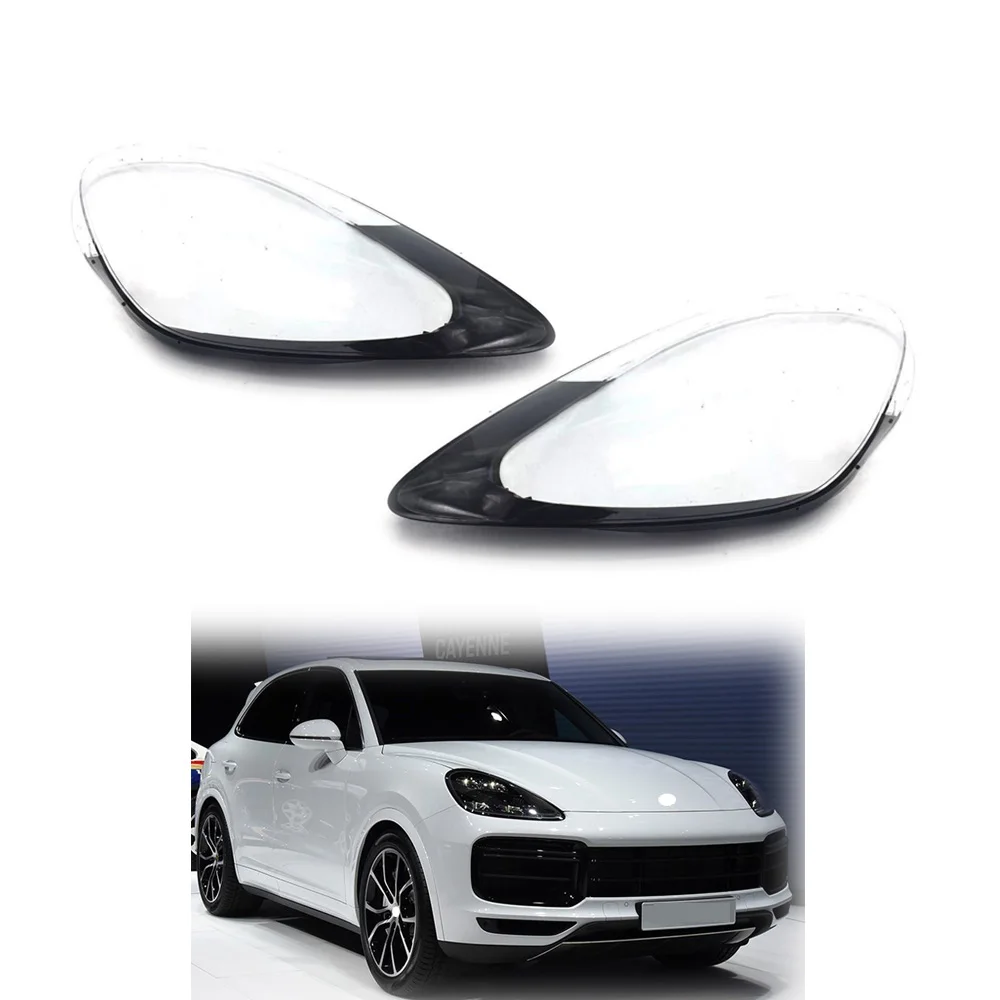 

Pair For Porsche Cayenne S GTS Coupe 2018 2019 2020 2021 Headlamp Shade Cover Headlight lens Shell