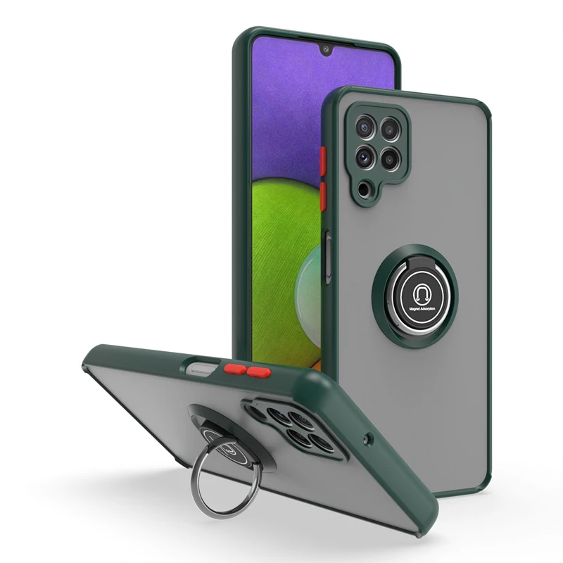 

Модный матовый чехол KEYSION для Samsung A12, A22, A42, A22 S, зеркальная прозрачная подставка с кольцом, противоударный чехол для телефона Galaxy M32, M62, F62