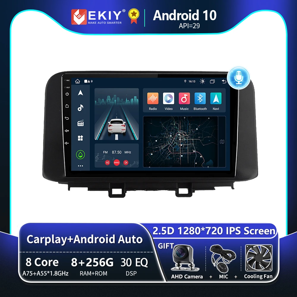 

EKIY T8 8G 256G For Hyundai Kona Encino 2017 2018 2019 Car Radio Android Auto Multimedia Video Player Navigator GPS BT 2 Din DVD