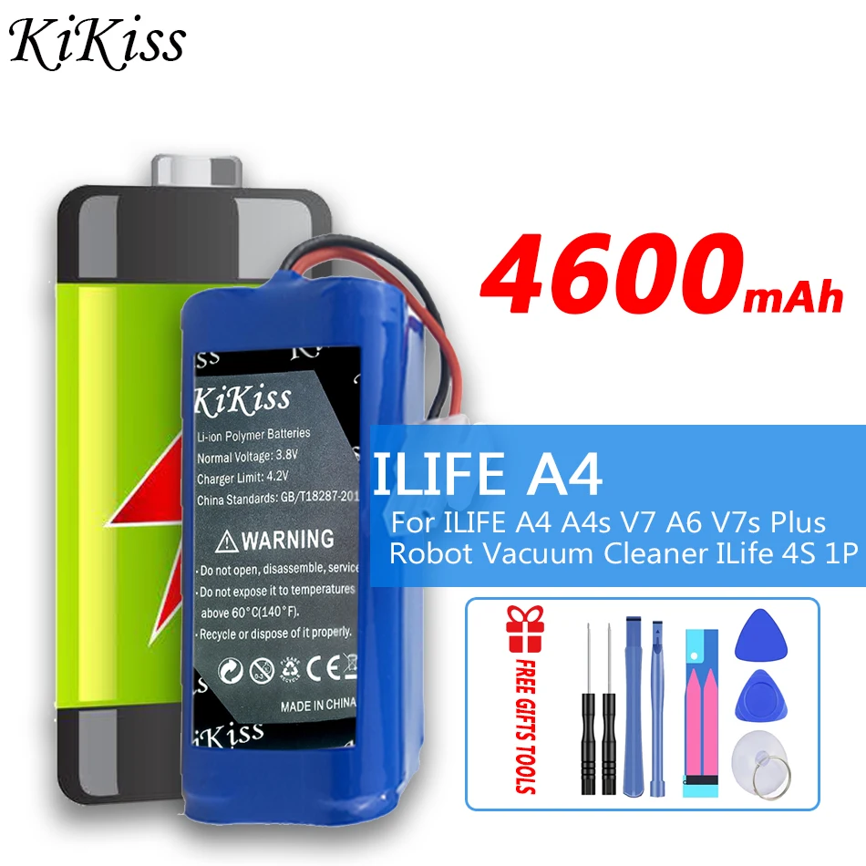 

4600mah Lithium Battery For ILIFE A4 A4s V7 A6 V7s Plus Robot Vacuum Cleaner For ILife 4S 1P Full Capacity Rechargeable Bateria