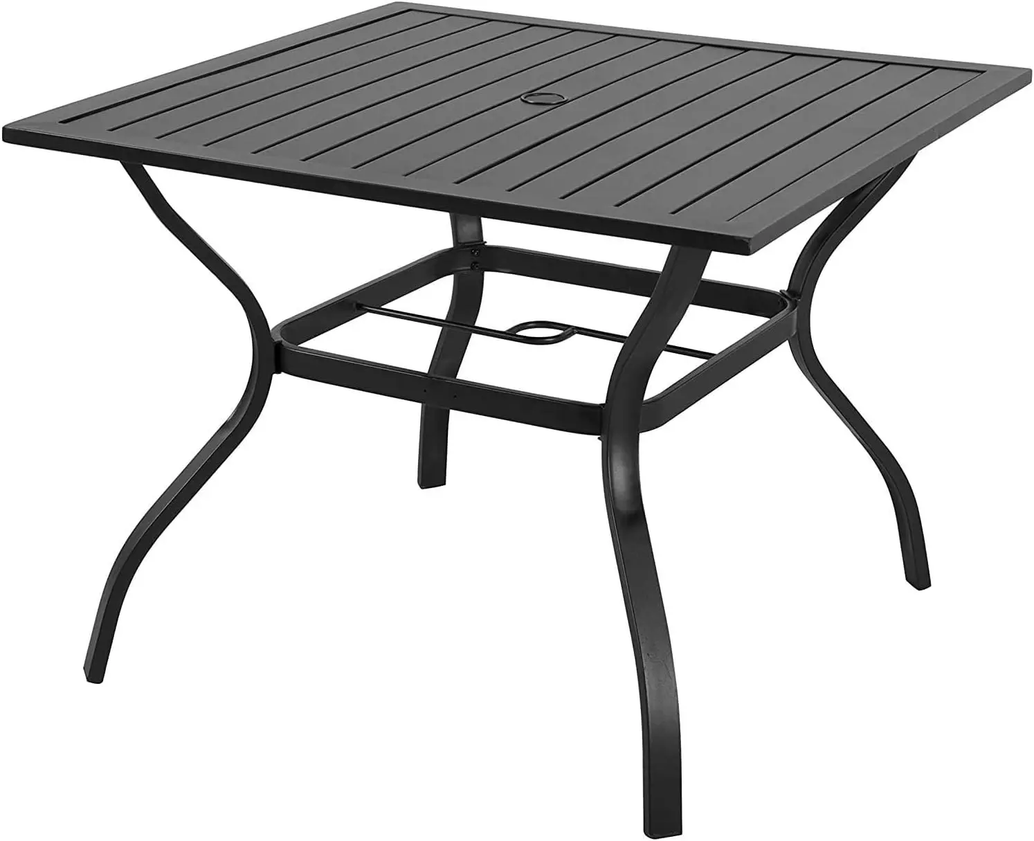 

Bistro Metal Dining Table with Umbrella Hole 37"x37",Black (Dining Table)
