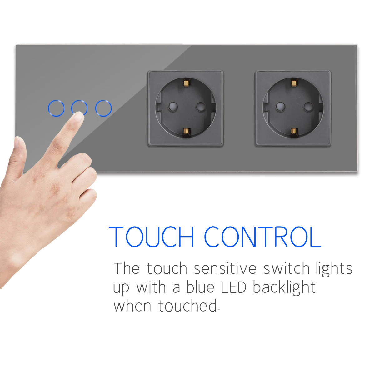 Сенсорный переключатель Bingoelec двойная розетка европейского стандарта 1/2/3