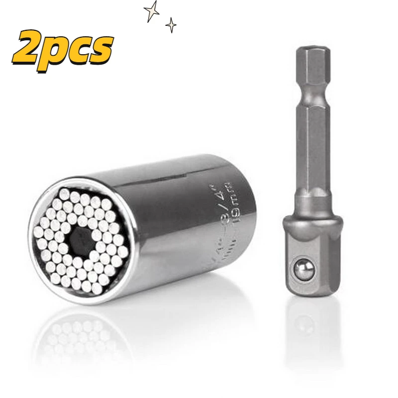 

2pcs 7-19mm Wrench Multifunction Bolt Ratchet Universal Socket Wrench Torque Sleeve for Power Drill Tool Adapter Socket Spanner
