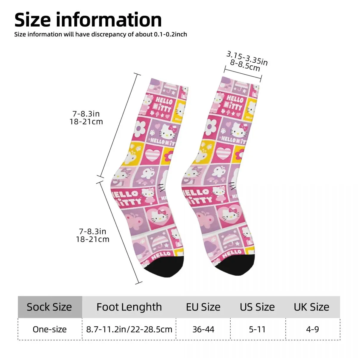 Hello Kitty Socks Winter Sanrio Stockings Funny Unisex Men High Quality Custom Outdoor Anti-Slip