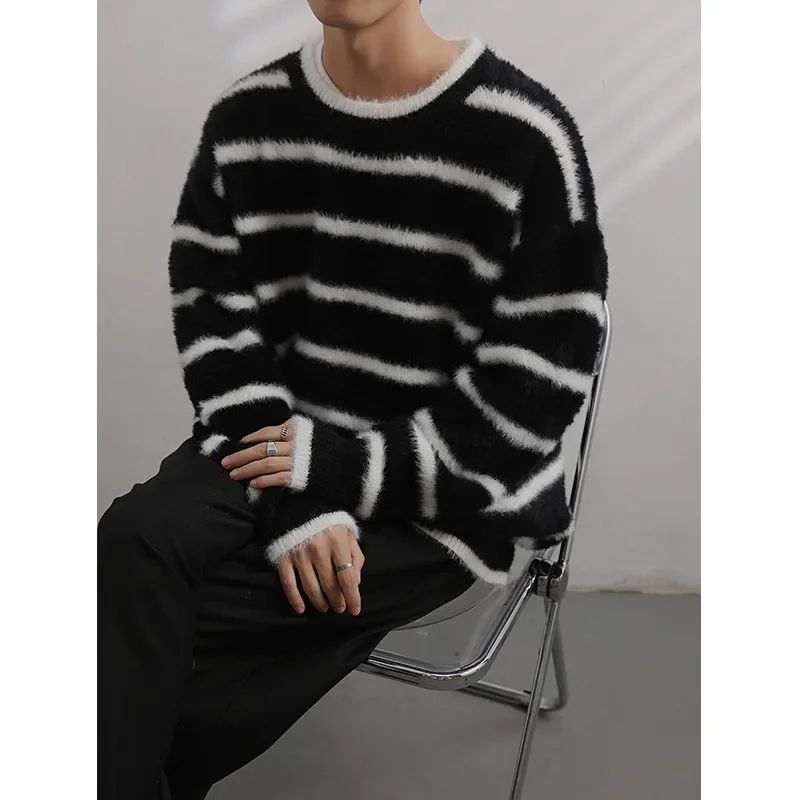 Осенне-зимний полосатый свитер в стиле Idle мужской японский винтажный