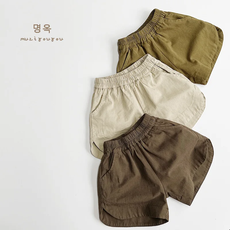 

Vintage Children's cotton shorts 2023 summer new boys' fifth pants girls Korean Japanese pants