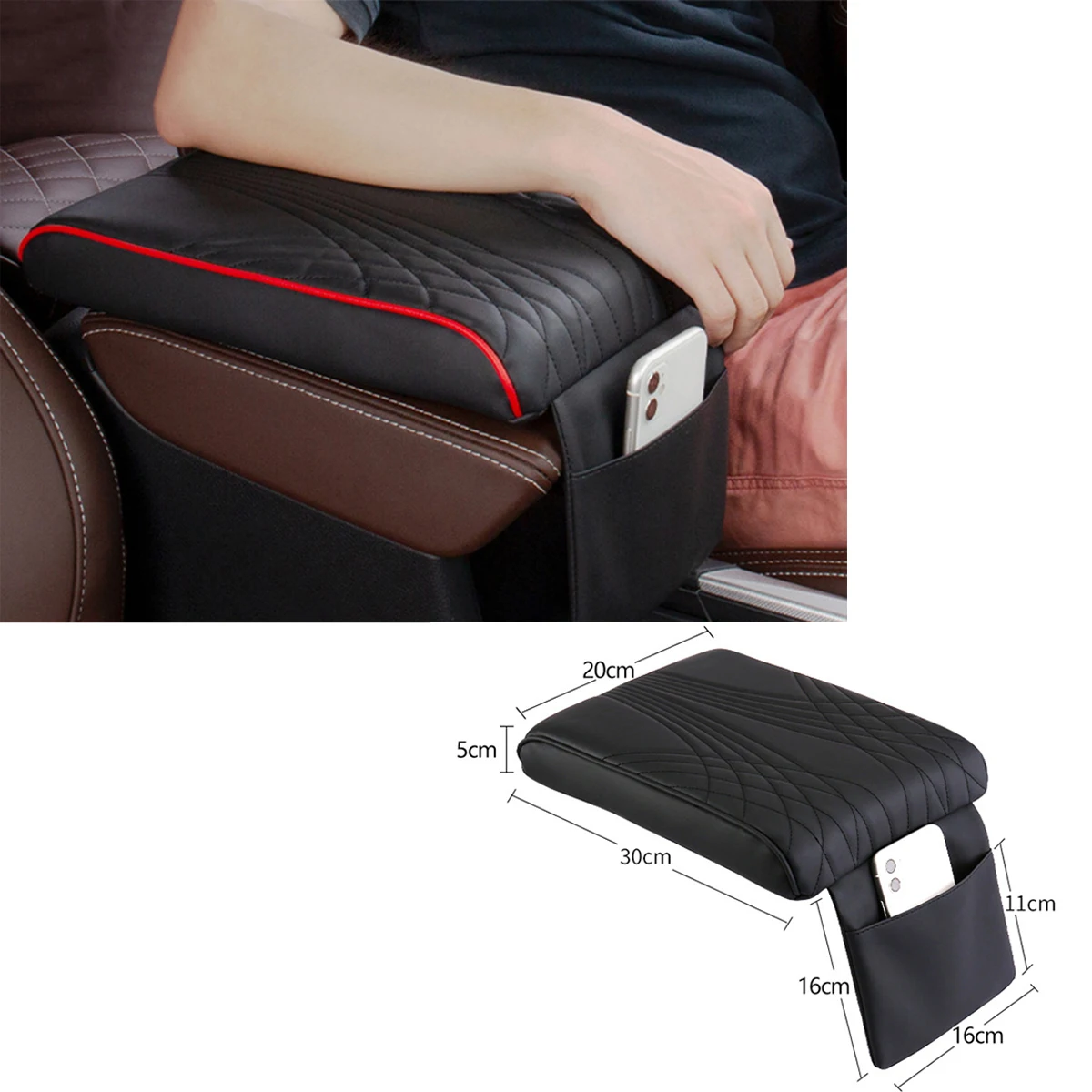 

1pcs Universal Car Armrest Box Pad Premium Leather Center Console Armrest Cushion Armrest Pillow Auto Interior Accessories