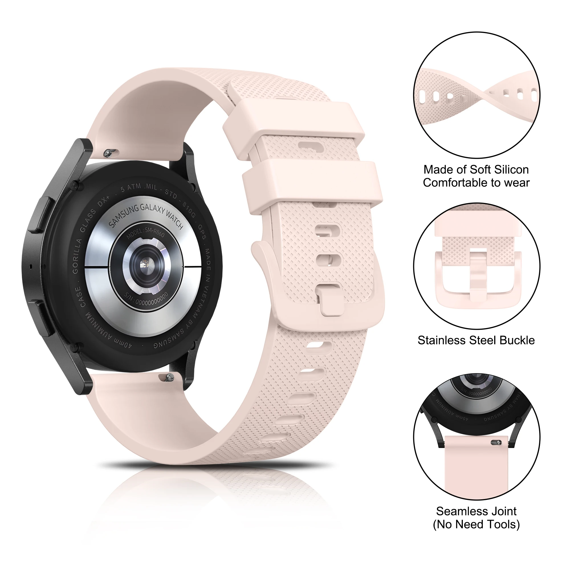Фото Силиконовый ремешок 22 мм для Garmin Venu3 45 мм, Venu 2, Vivoactive 4, Forerunner 265/255, музыкальный ремешок для часов Samsung Galaxy Watch 3 45 мм №5