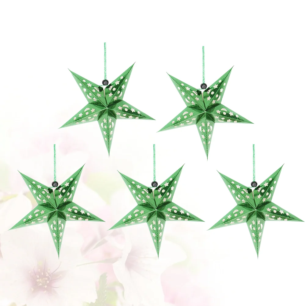 

5pcs 3D Star Lantern Paper Hanging Star Lamp Shade Glitter 3D Star Pentagram for Wedding Christmas Party Cover 45cm