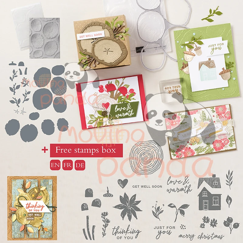 Движущаяся панда дом дерево прозрачные штампы и Вырубные для рукоделия