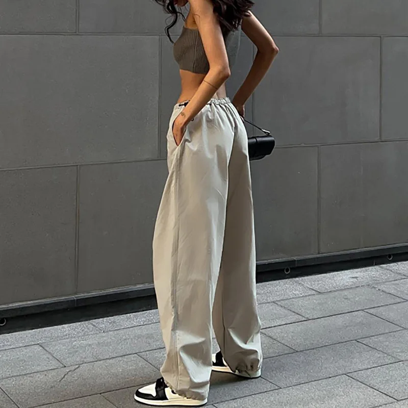 

Женская одежда, новинка, осенняя сетчатая обувь с поясом на шнуровке и карманами, повседневные рабочие брюки