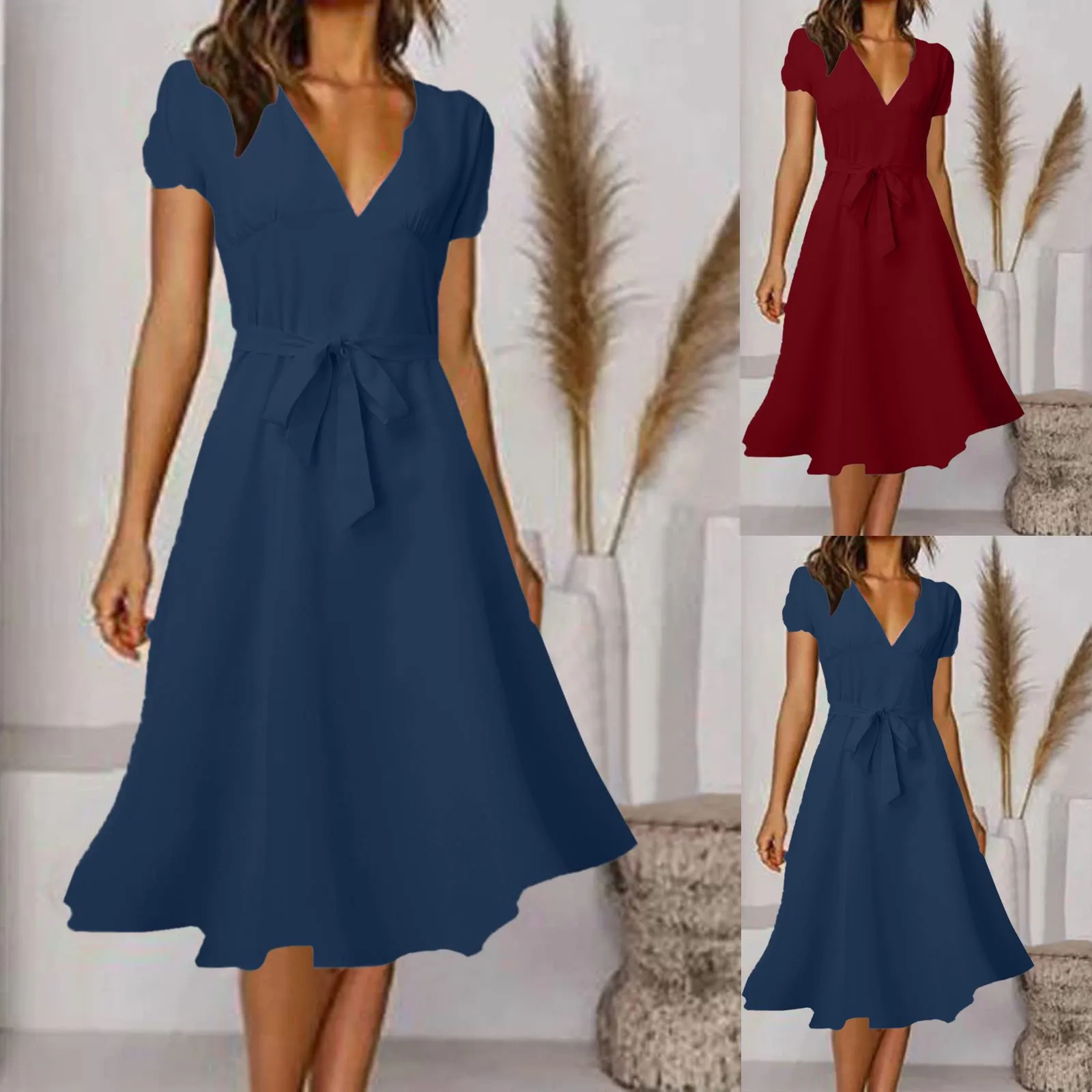

Vintage Women's Summer Dress 2023 Casual Beach V-neck Dresses For Women Trendy Sexy Summer Dresses For Women Free Shipping