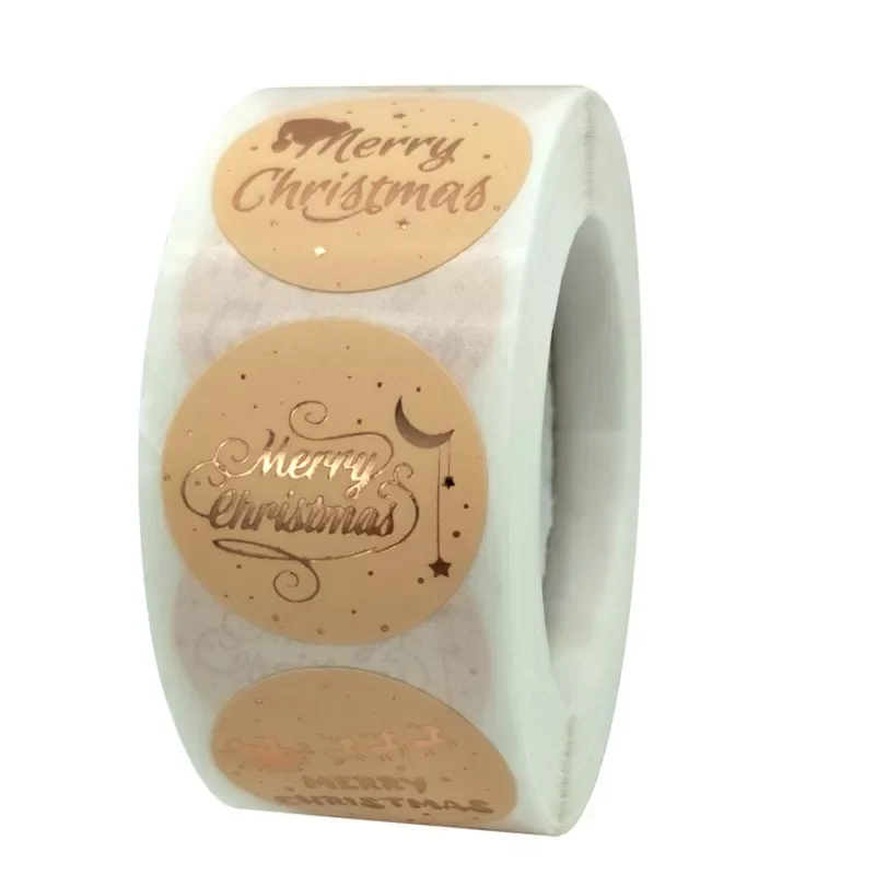 

Hot Merry Christmas Stickers Gold Stamping Christmas Label For Child Gift Decor Shop Product Packaging Stickers Label 50-500pcs