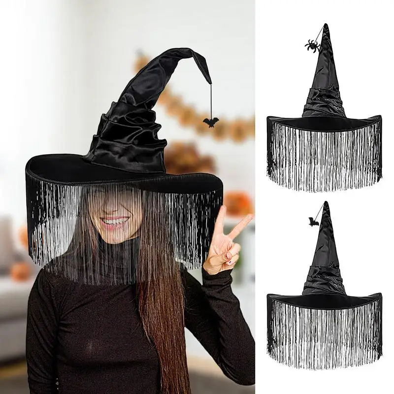 Wizard kapelusz z szerokim rondem szpiczasty czarodziej na Halloween Masquerade przebranie karnawał akcesoria dla kobiet