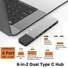 Док-станция USB C, Thunderbolt 3, HDMI, Rj45, 1000 м, кардридер TF, SD, PD 100 Вт, двойной концентратор, адаптер для MacBook ProAir M1