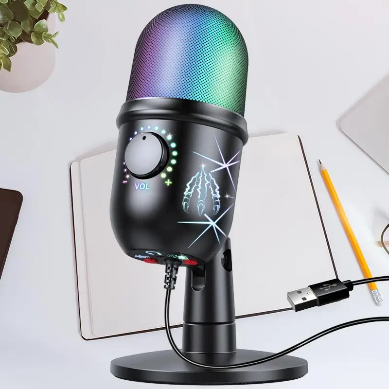 Конденсаторный микрофон rgb usb. Микрофон игровой. микрофон для геймеров. микрофон для подкастов.