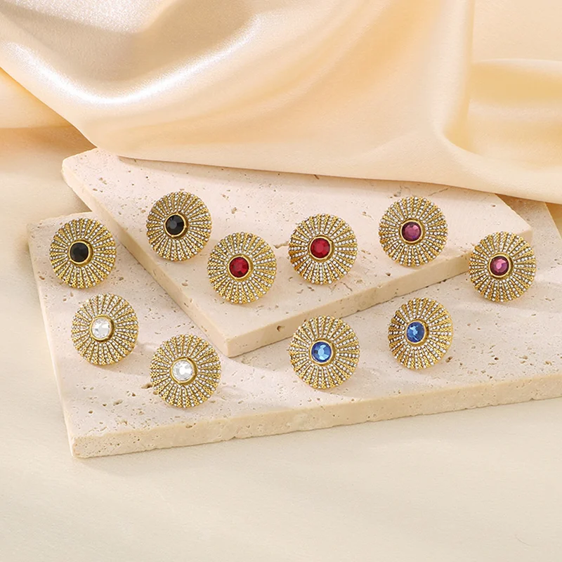 Красочные разноцветные большие круглые серьги из нержавеющей стали для женщин и