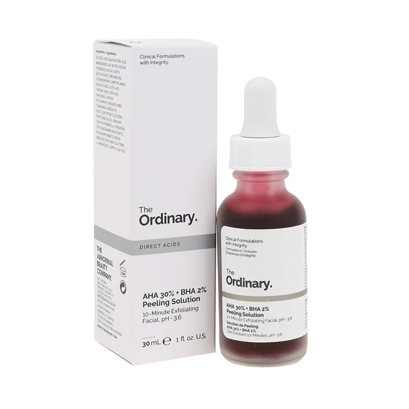 

Ordinary Face Makeup Peeling Solution AHA 30% + BHA 2% Acne Removing Serum Repair Hyaluronic Acid Face Skin Care 30ml