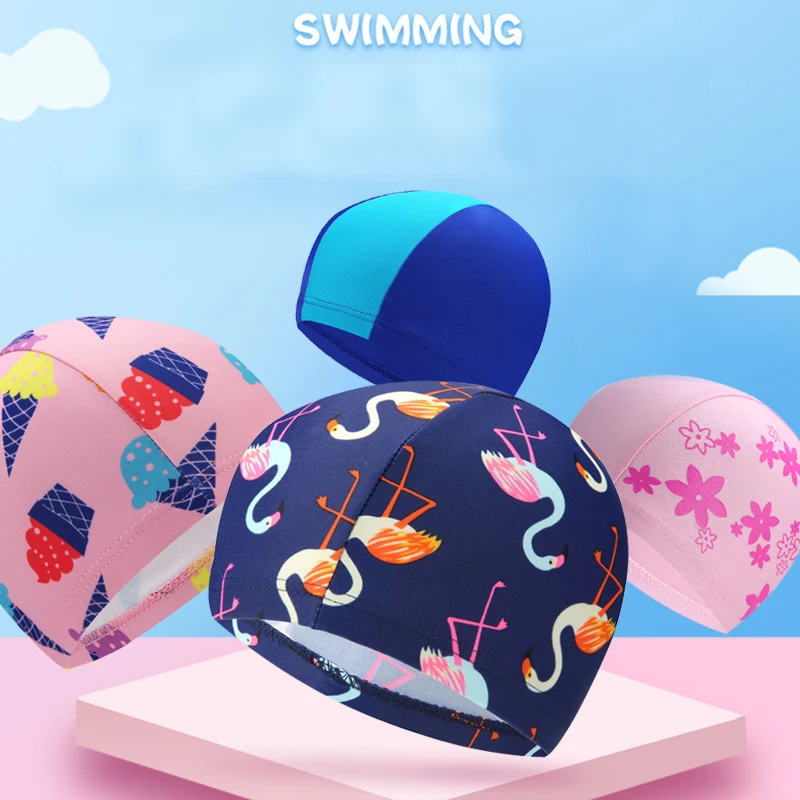 

Fashion Children Elastic Cartoon Print Swimming Caps Sport Pool Cute Bathing Swim Hat for Children Kids Boys Babys Swimming Caps