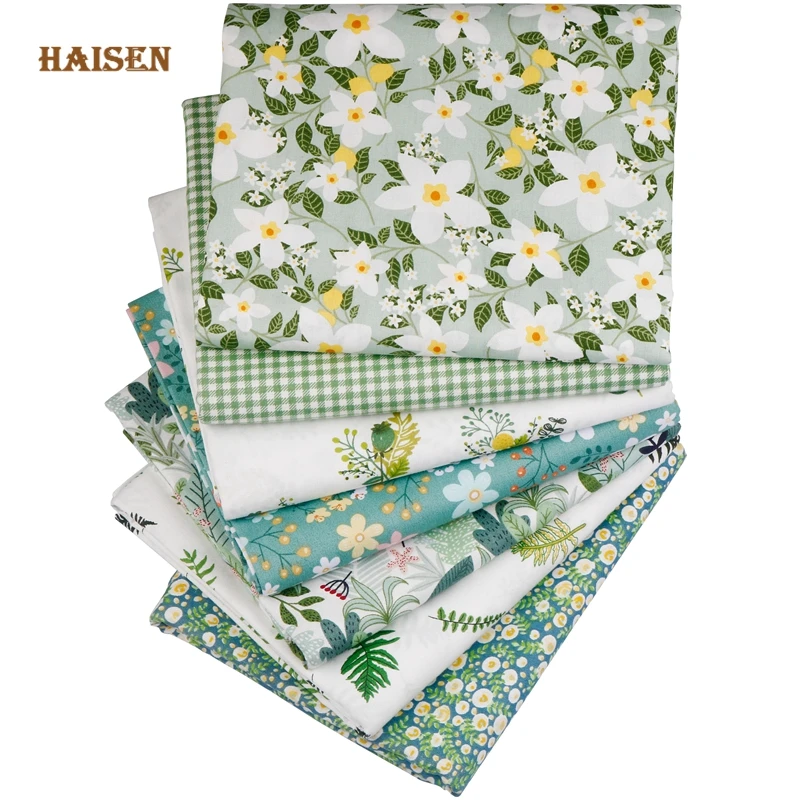 

Printed Twill Cotton Patchwork Fabric,Baby&Child,DIY Sewing Quilting Tissue Cloth Material 40x50cm,7pcs,Grass Green Floral Set