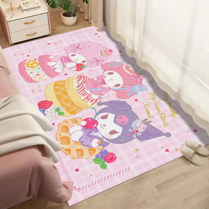 Pаспродажа Красивый ковер Kuromi Hello Kitty и Cinnamoroll, мультяшное прикроватное одеяло, коврик Kuromi Melody для девушек, маска для лица