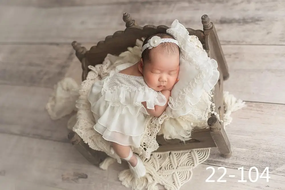 0-3Month Baby Newborn Photography Props Baby Hat Baby Girl Lace Romper Bodysuits Outfit  Photography Clothing