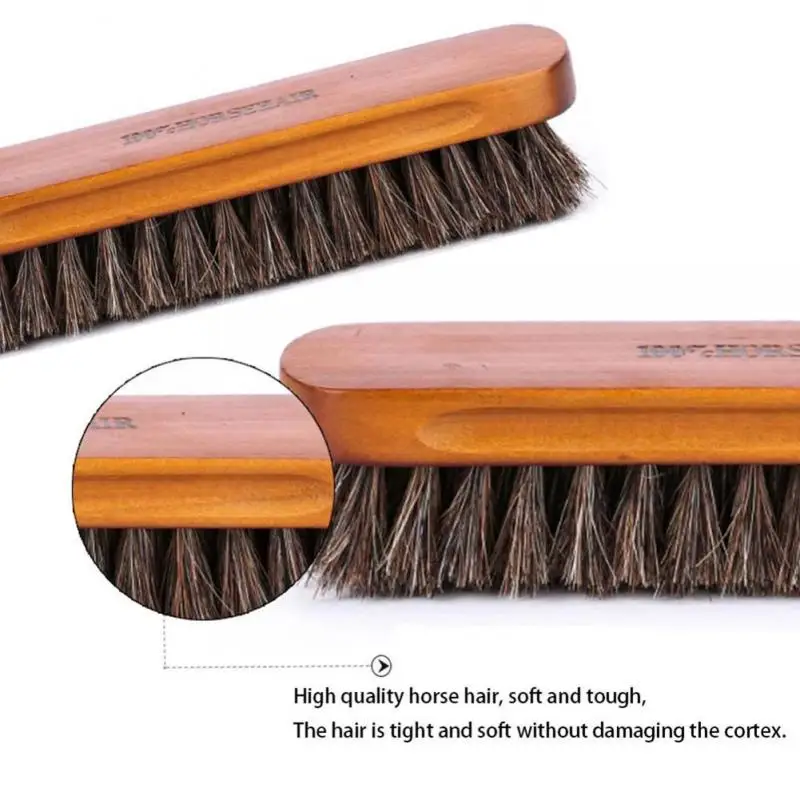 

1Pc Horsehair Shoe Brush Shine Brushes Scraping Tool with Horse Hair Bristles for Boots Shoes & Other Leather Care Brush