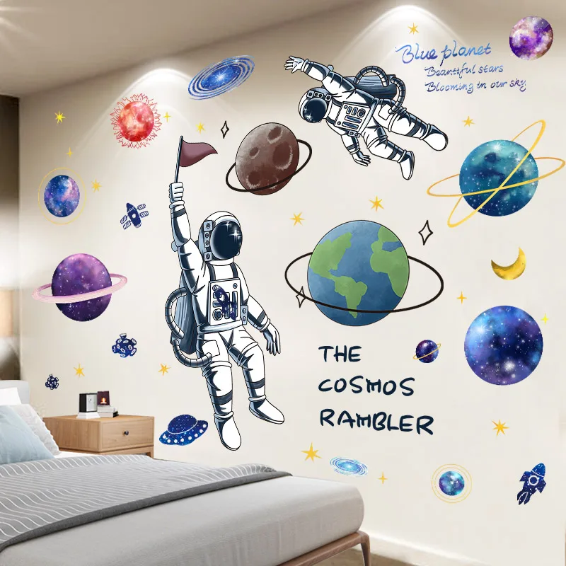 

[SHIJUEHEZI] Outer Space Astronauts Wall Stickers DIY Planets Wall Decals for Kids Rooms Baby Bedroom Nursery Home Decoration