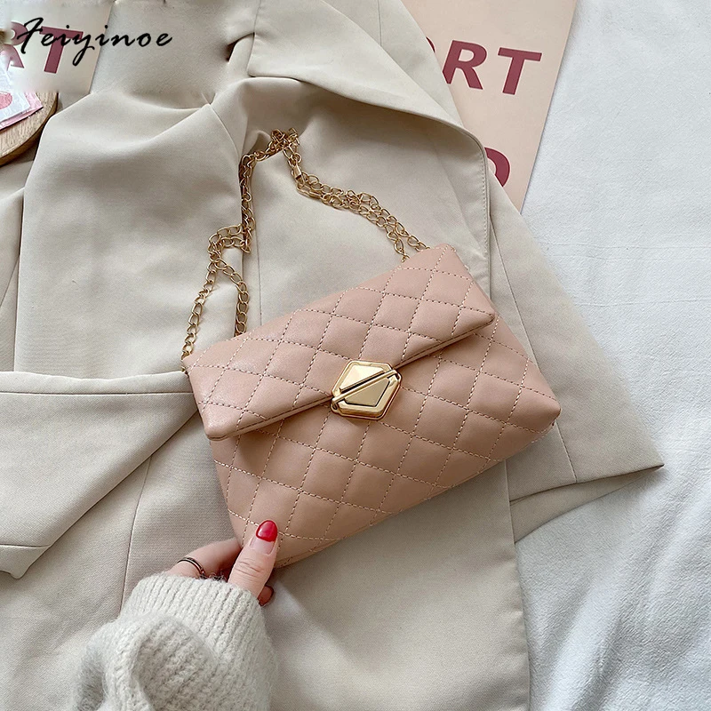 

Diamond Lattice Mini Shoulder Bag For Women PU Leather Flap Crossbody Bag Female Luxury Chain Messenger Pack Handbag and Purse