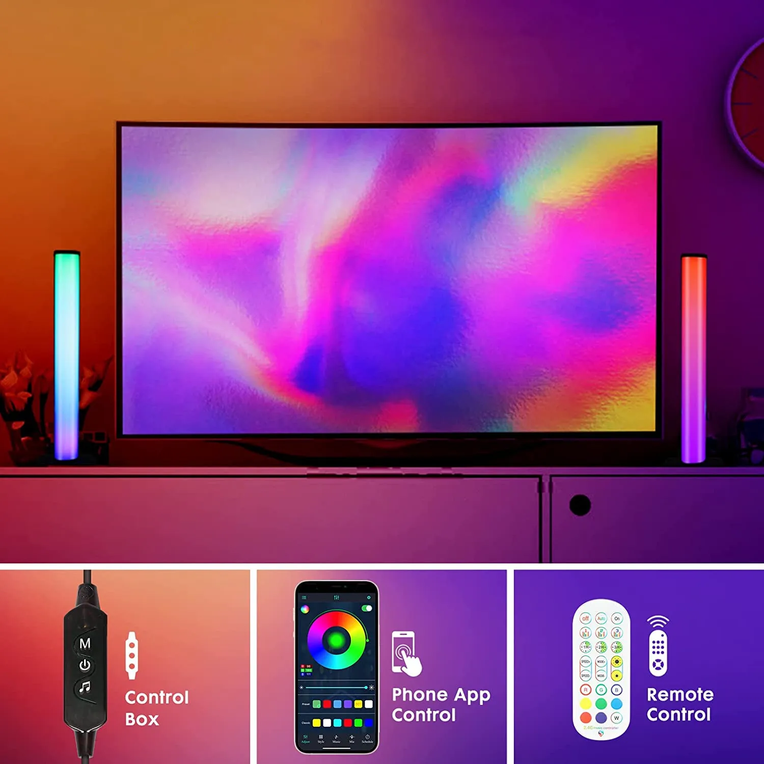 

Smart RGB Light Bars Night Light with Bluetooth APP Control Music Sync LED Lamp Backlight for TV PC Gaming Room Decoration Lamp