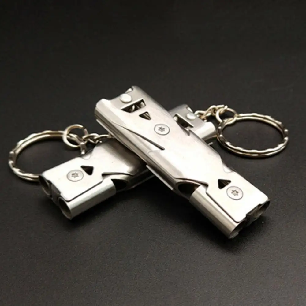 

150 Portable Keychain Whistle Decibel Hiking Sport Stainless Steel Emergency Survival Double Tube Whistle Camping Tool 캠핑용품