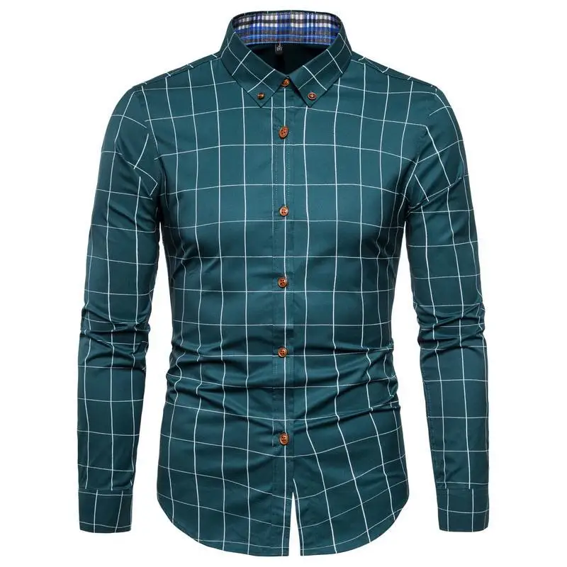 

2021 Spring and Autumn New Men's Long-sleeved Shirts Fashionable Casual Comfortable Plaid Shirts