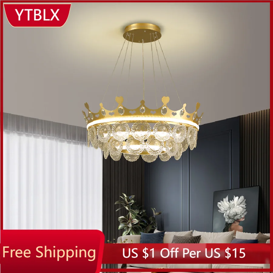 

Простая Современная Скандинавская лампа-кольцо для создания атмосферы в гостиной, круглая хрустальная люстра, светодиодные лампы для стол...