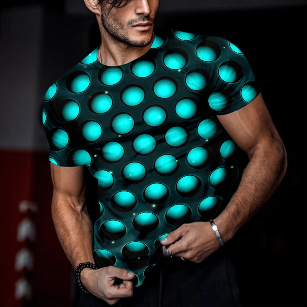 

2023 Summer 3D T-shirt Men's Short Sleeve Trendy Large Round Neck Comfortable Fashion Casual Loose Top Regular Print 3D Optical