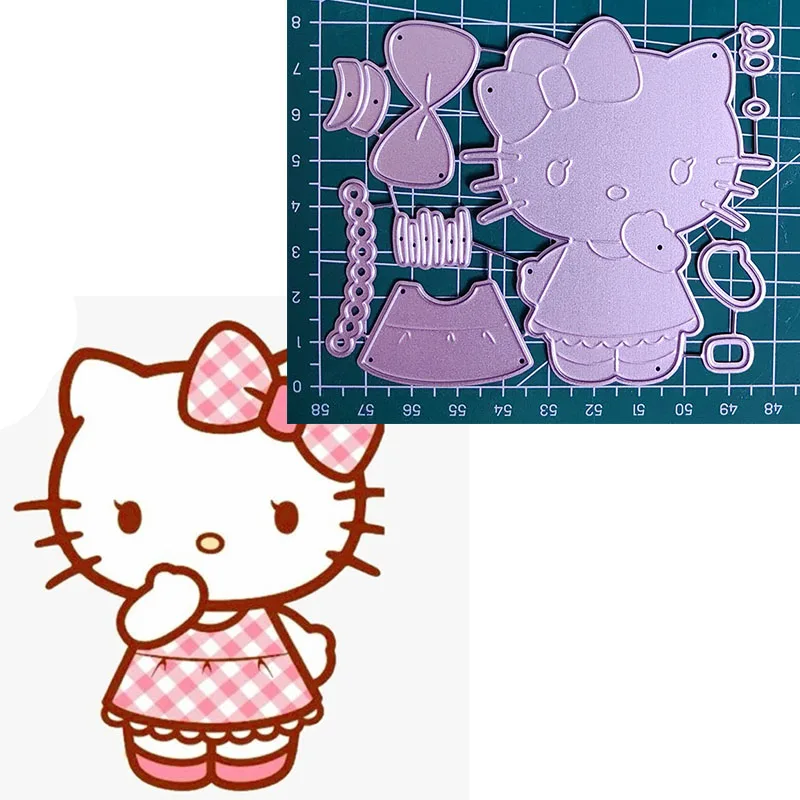 Розовая юбка белый котенок металлическая высечка для резки металла рукоделия