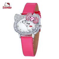hello kitty childrens watch girls cartoon quartz watch fashion cute diamond hour hand bow belt cartoon watch
