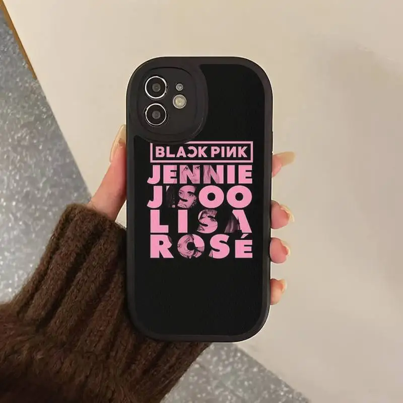 B-BLACK P-PinkS K-Kpop Phone Case Hard Leather Phone Case For iPhone 14 13 12 Mini 11 14 Pro Max Xs X Xr 7 8 Plus