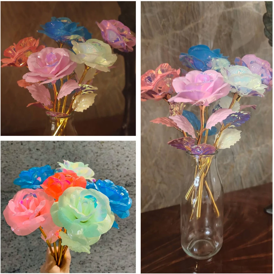 Покрытие из фольги 24 К розовое золото светящаяся Роза долговечная любовь