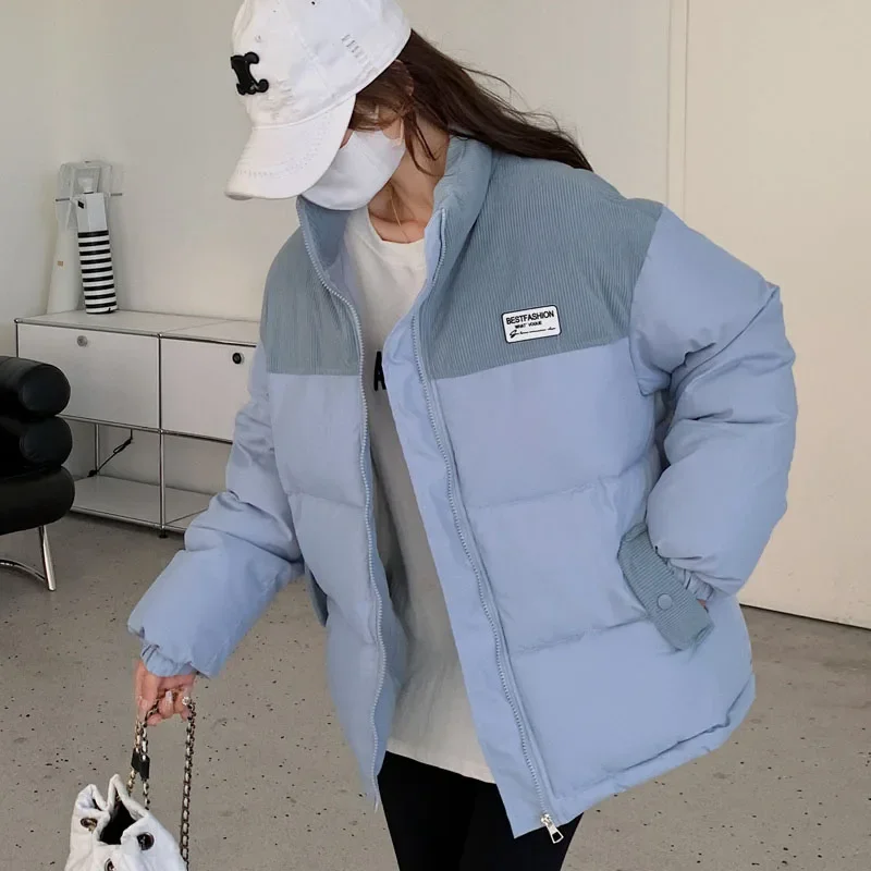 

Женская Вельветовая куртка, зимние парки, новая Корейская свободная утепленная стильная ветрозащитная теплая пуховая хлопковая куртка в стиле ретро