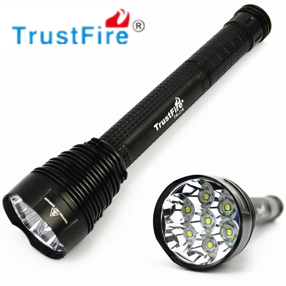 TrustFire J18 Powerful LED Flashlight 7x CREE XM-L T6 8000LM Tactical Torch by18650 Battery for Self Defense Camping