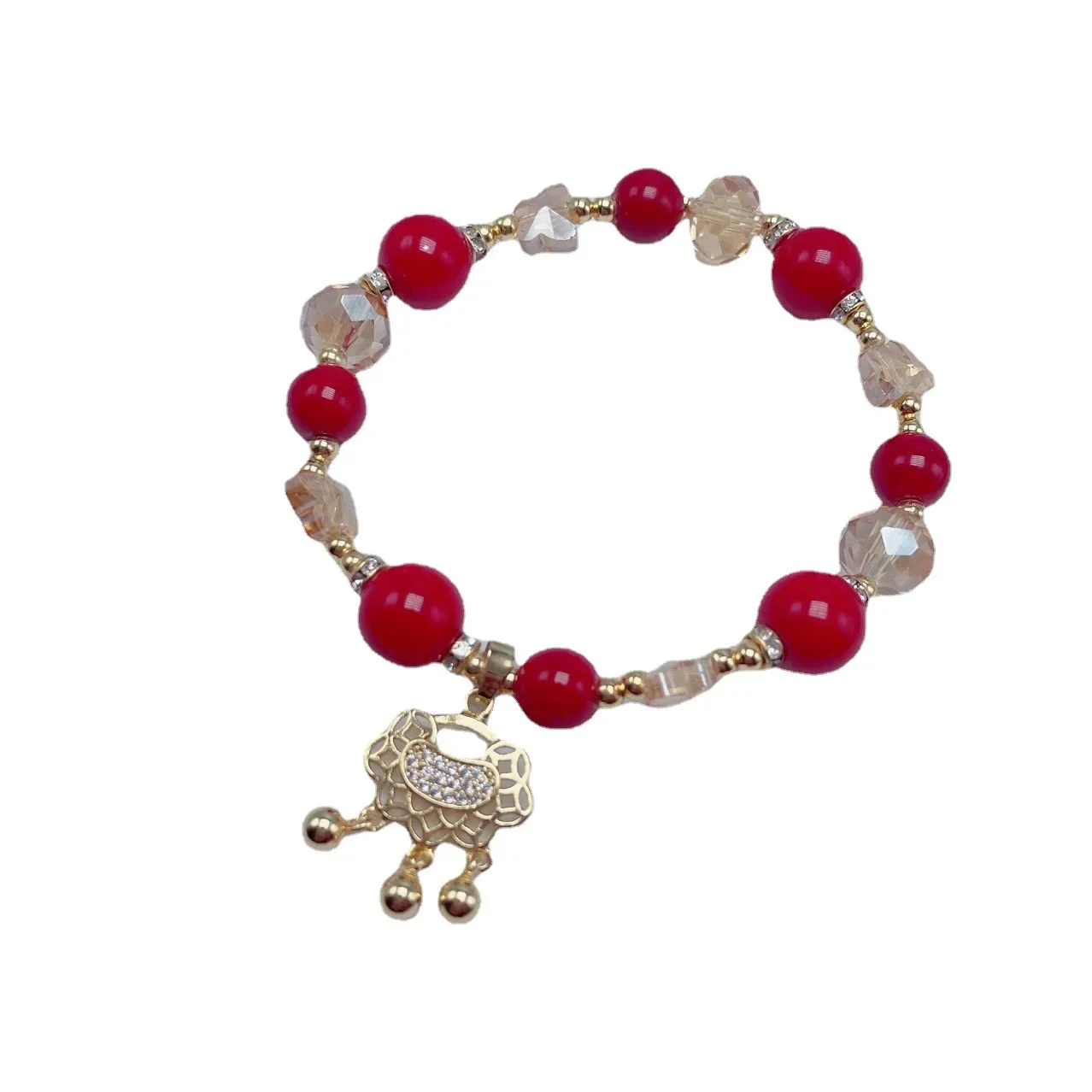 Новогодний браслет из красных бусин корейский сетчатый красный стиль эластичные