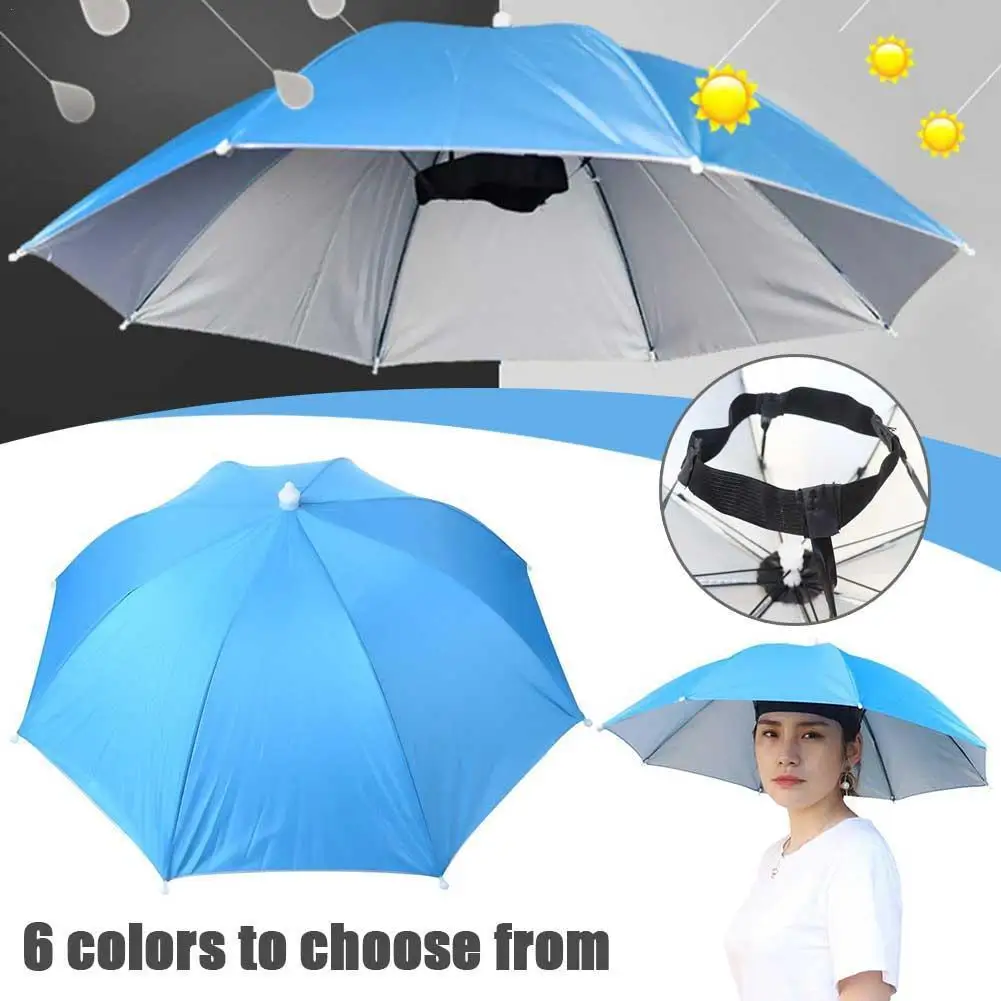 

Fishing Umbrella Hat 69cm Foldable Sun Shade Adjustable Sun Rain Cap Hands Free Umbrellas for Fishing Gardening Beach Camping