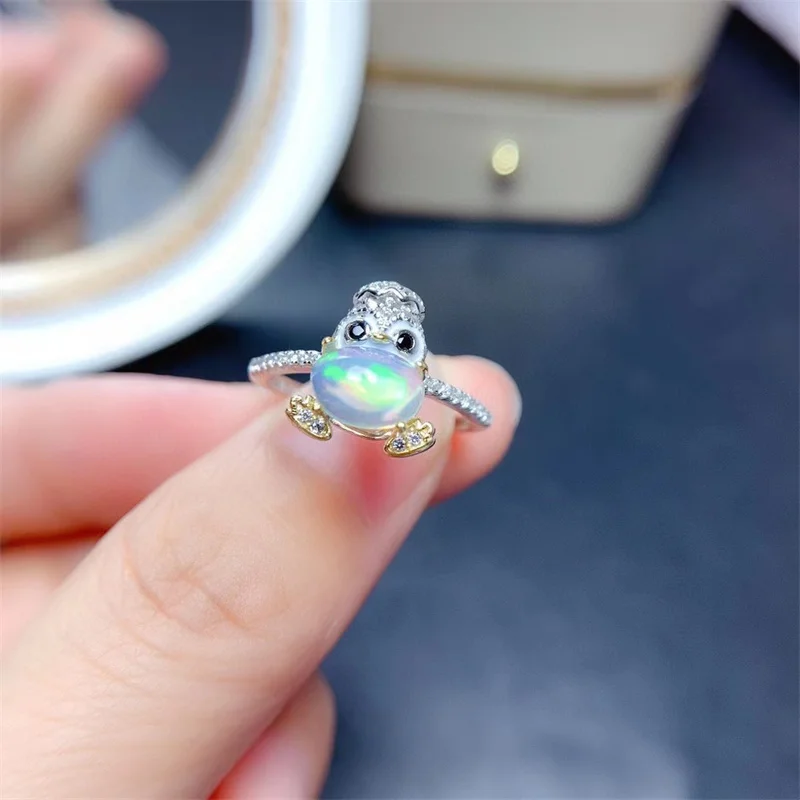 Комплект ювелирных изделий из серебра 925 пробы с натуральным опалом кольцо