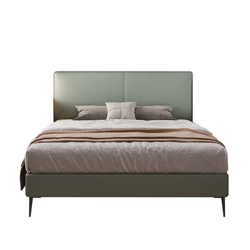 Европейские эстетические кровати в скандинавском стиле кожаные на платформе для