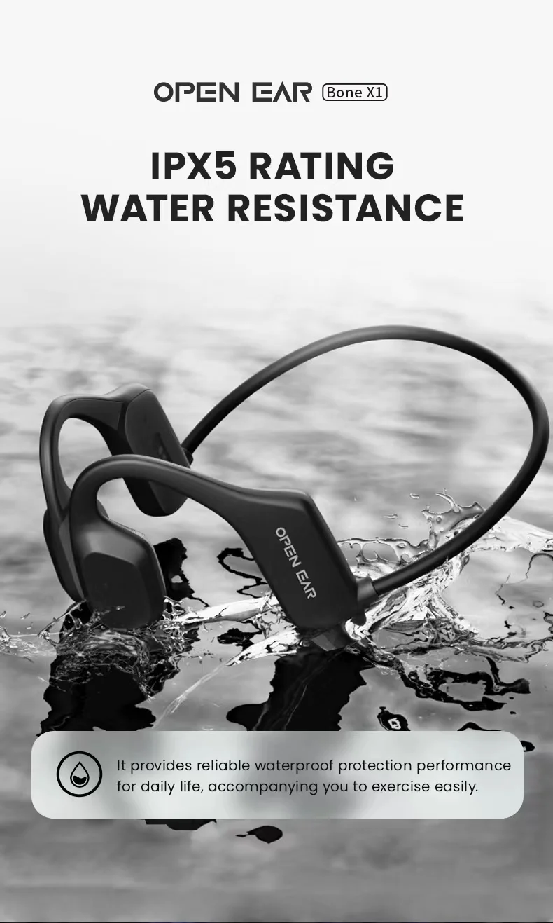 X1 Real Bone Conduction Bluetooth Headphone Sports Earphone Waterproof Wireless Headset with Mic Ear-hook TWS Bass Hifi Stereo - купить по