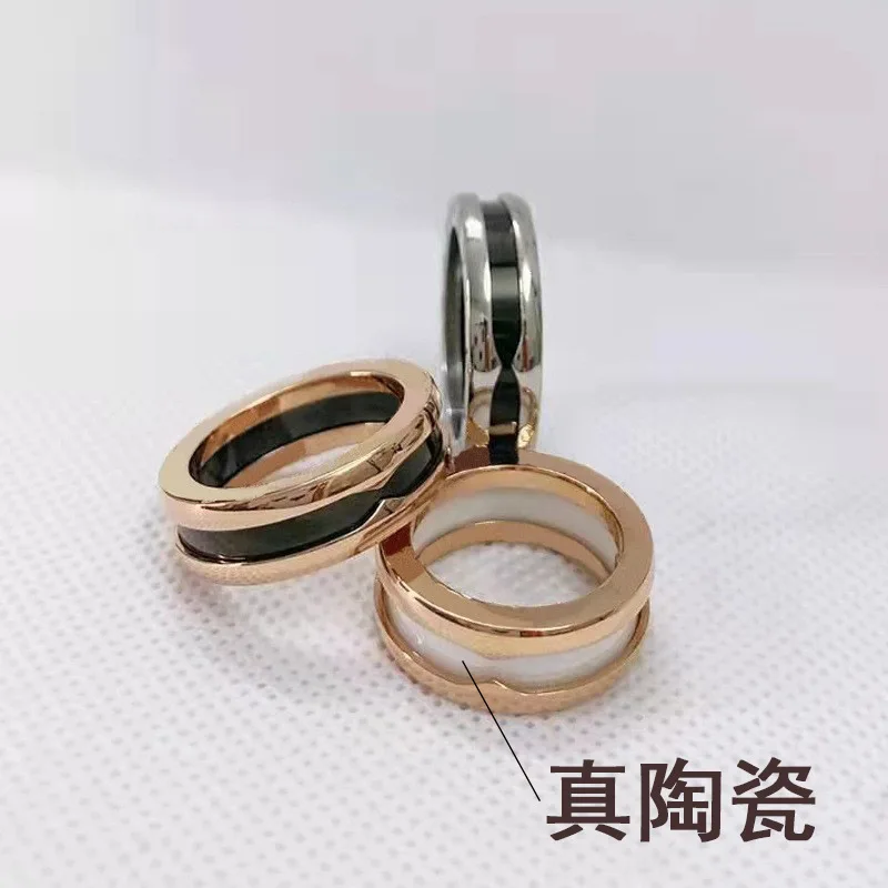 

Black And White Ceramic Ring Classic Narrow Wide Version Men And Women Couple Rings Couple European And American Fashion