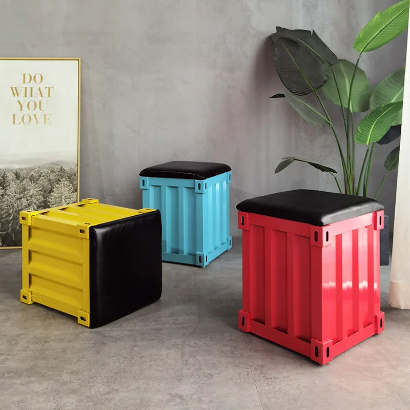 

Винтажный контейнер в индустриальном стиле, домашний стул для ног, стул для хранения в гостиной, металлический низкий стул, креативная модная мебель для домашнего декора