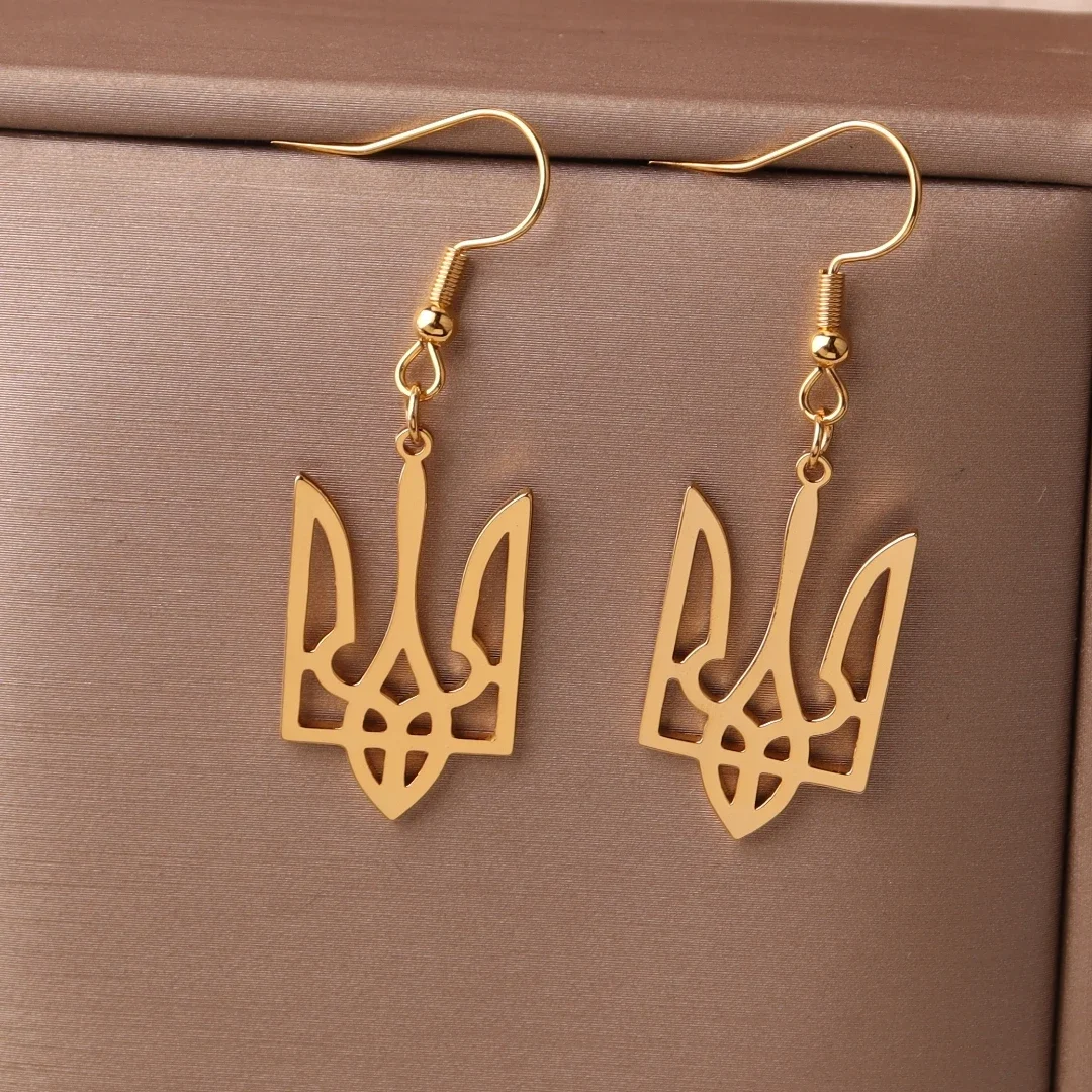 Серьги-подвески из нержавеющей стали с изображением национальных символов