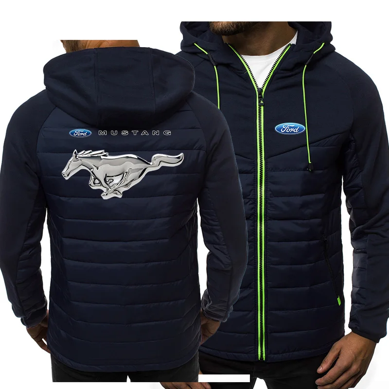 

Spring and autumn Hoodie men's MUSTANG logo car animation fun printing high quality cotton men's Jacket Hoodie hip hop casual
